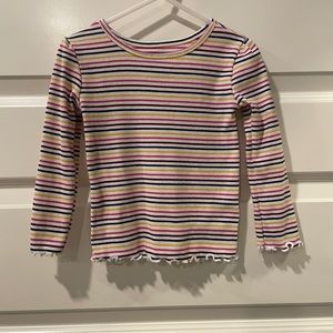 Long Sleeve Striped Ribbed Shirt. Size: 2T.